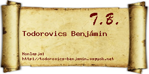 Todorovics Benjámin névjegykártya
